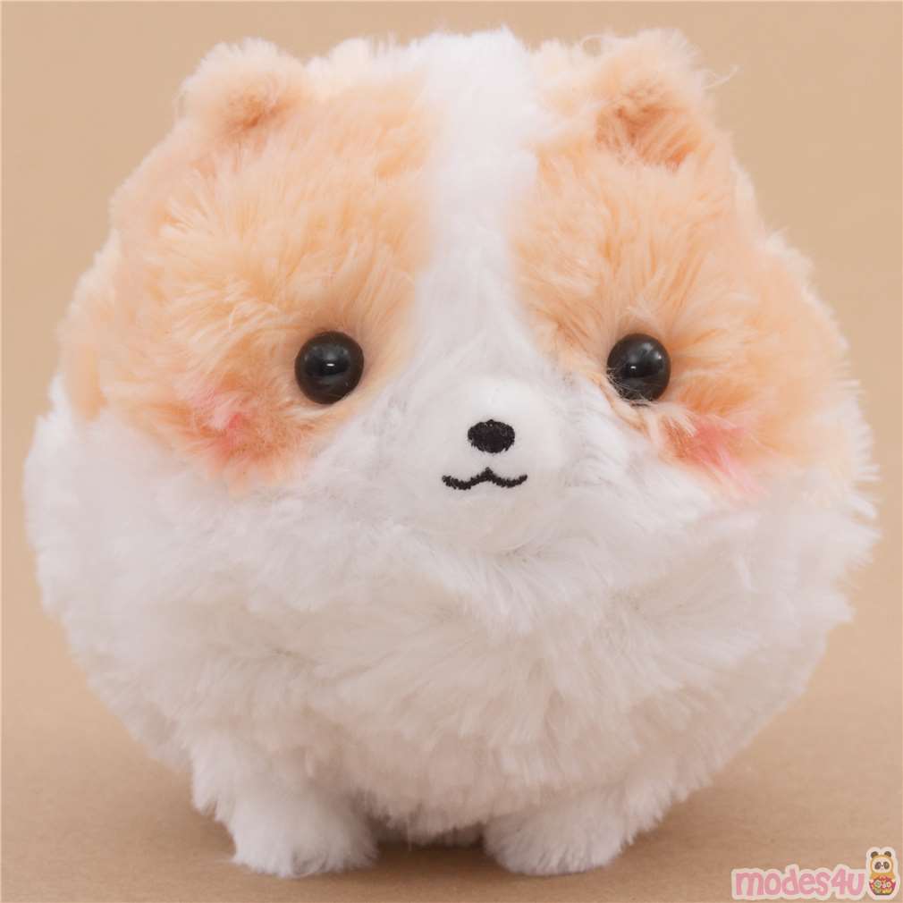 Cute Fluffy White Peach Dog Pometan Plush Toy Japan Modes4u