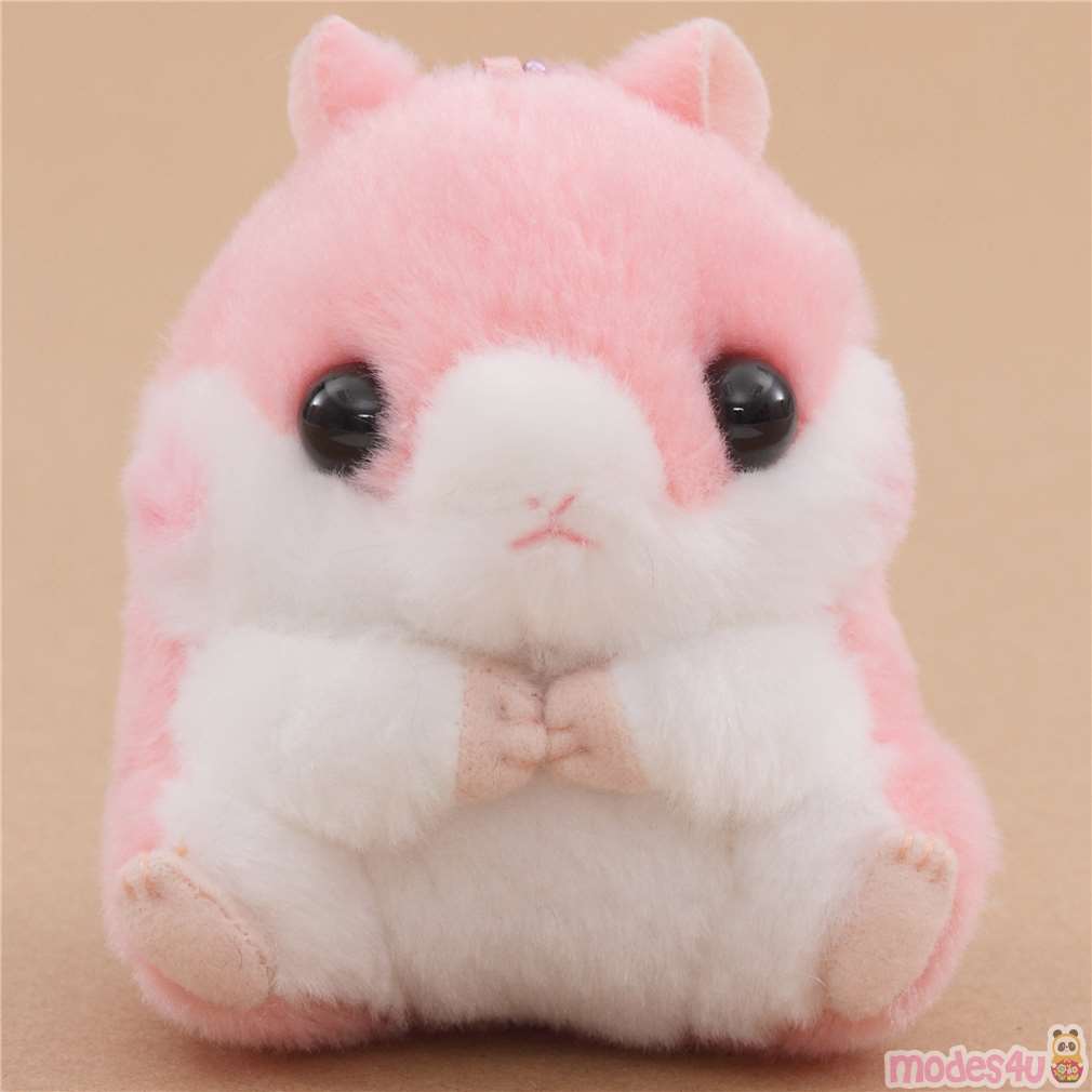 small pink white hamster with chain Coroham Coron Cafe plush toy Japan
