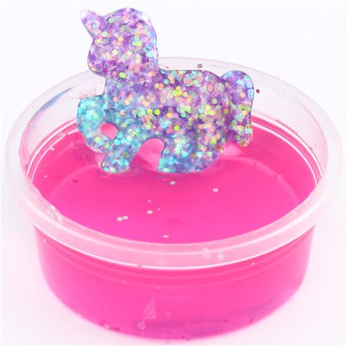 hot pink glitter unicorn slime with case kawaii mud clay jelly DIY ...